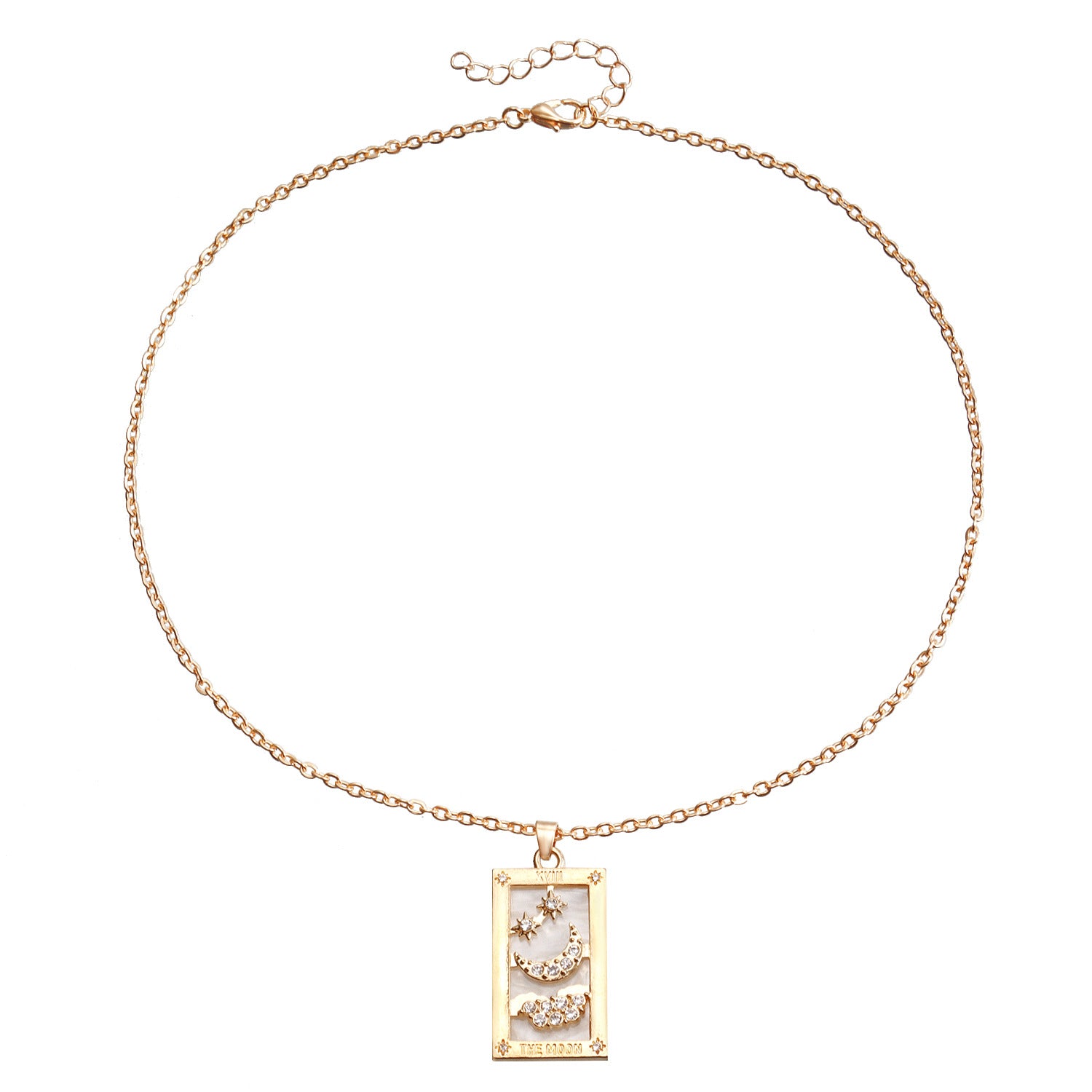 Wholesale Single Layer Metal Thin Chain Rectangular Tarot Card Square Necklace